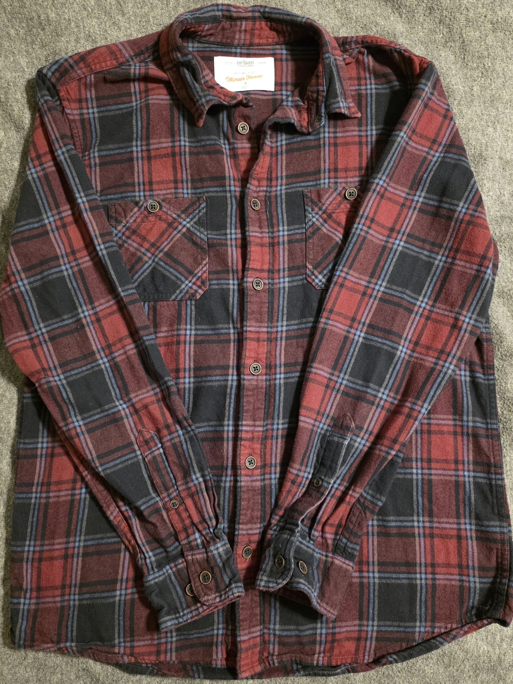 urban pipeline Red and Black Plaid Button-Down Shirt